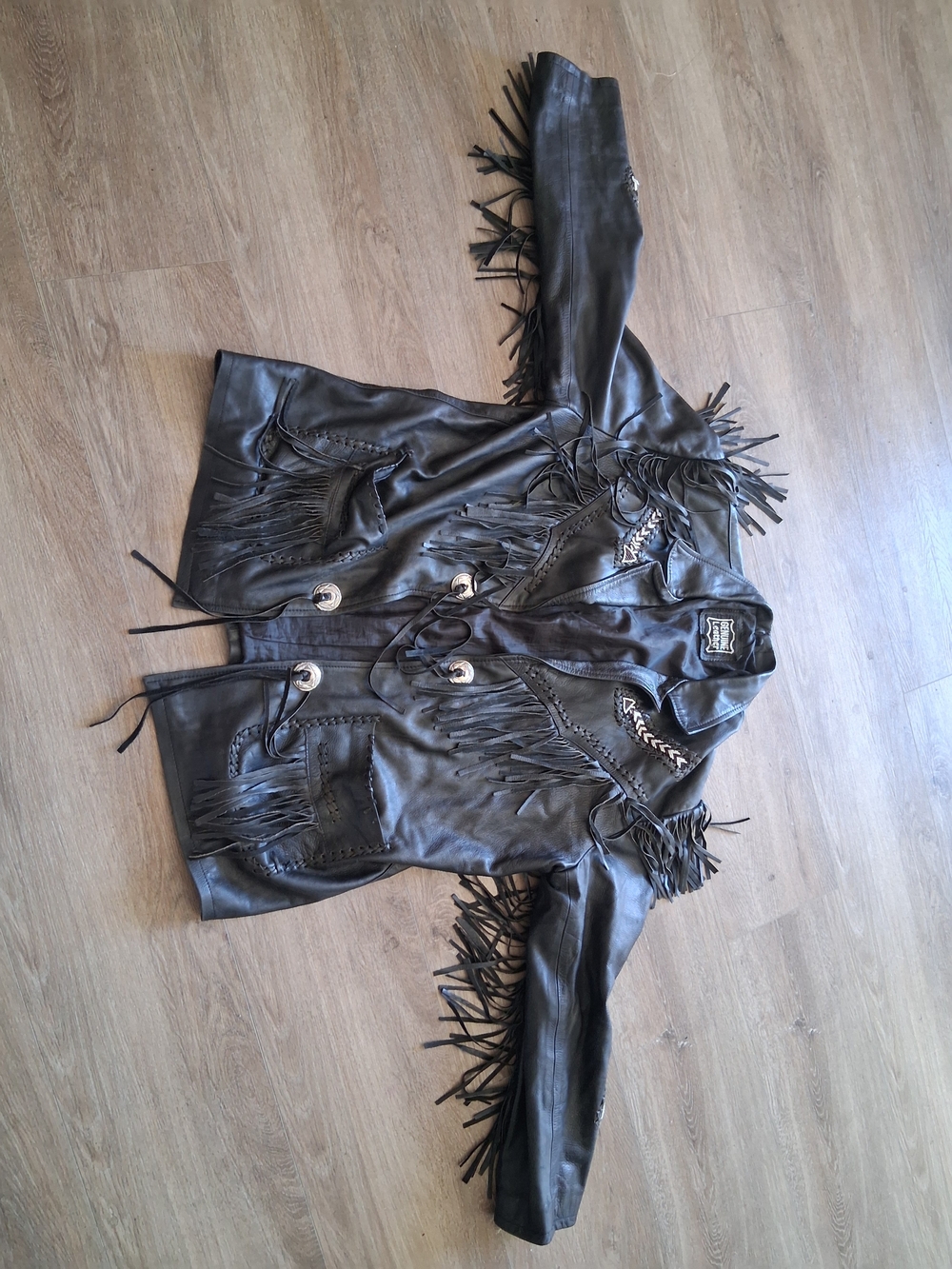Fringed Black Leather Jacket - Mens
